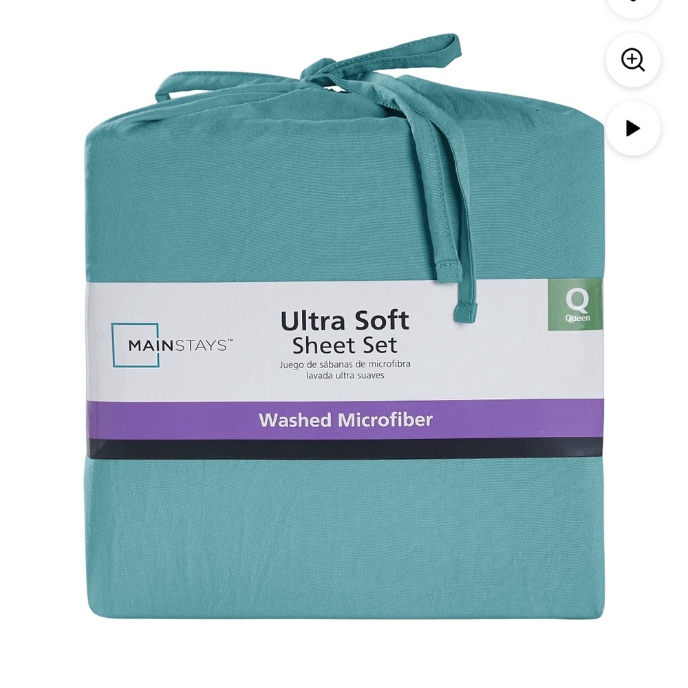 Mainstays Washed Microfiber Sheet Set - Aqua